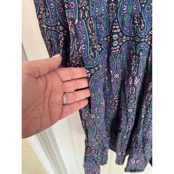 Boden Paisley Pattern Long Sleeve Mini Shirt Dress Size 12 Regular - Picture 7 of 9